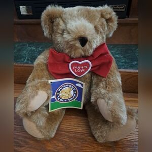 Vermont Teddy Bear Puppy Love with Red Bow – 15"